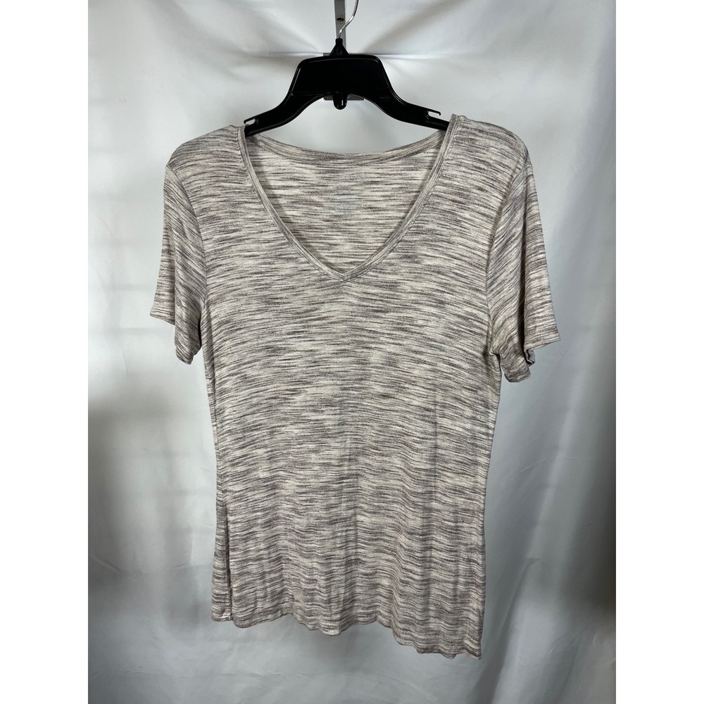 Apt 9 Essentials Womens Small Brown Space Dye‎ V-Neck Short Sleeve T-Shirt Tee